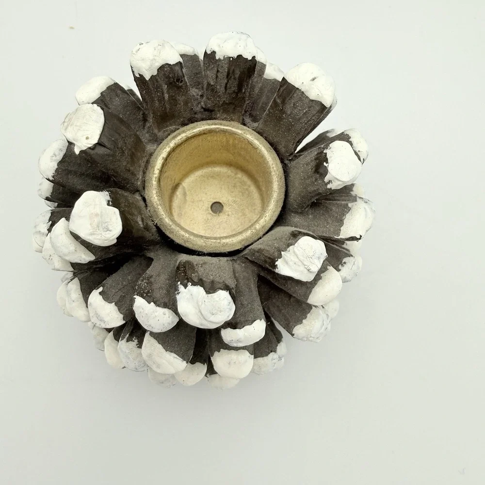 SET‎ of 2 Pine Cone Candlestick HOLDERS Christmas Holiday  Rustic Decor